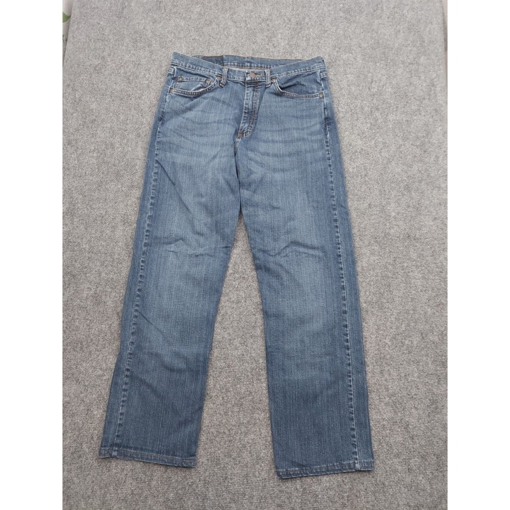 Wrangler Jeans Mens 33x32 Blue Relaxed Fit Denim‎ Western Medium Wash Whiskered